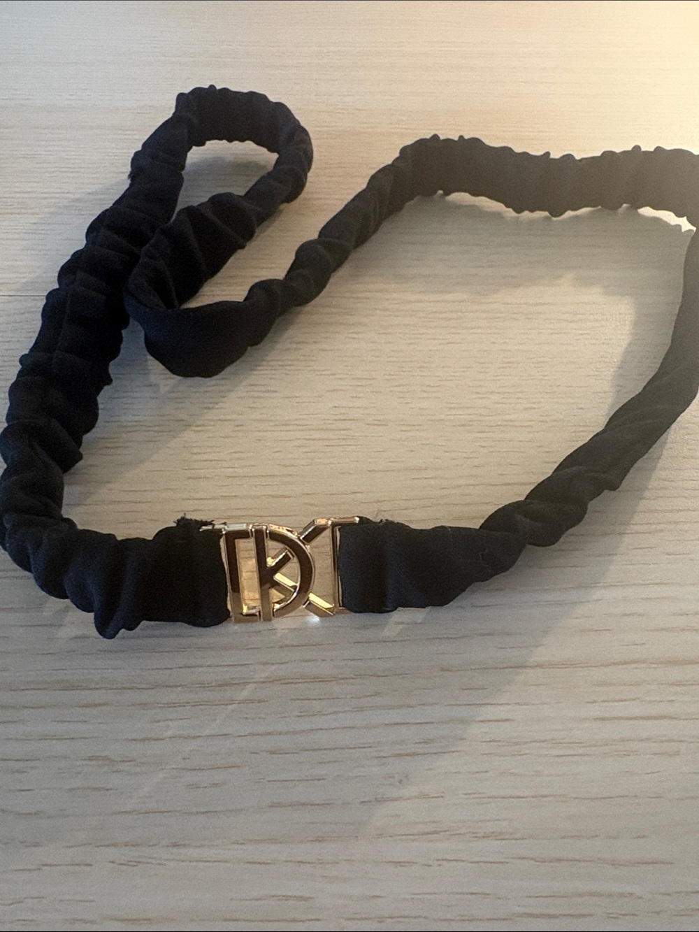 DK-Inspired Black Elastic Belt with Gold Buckle